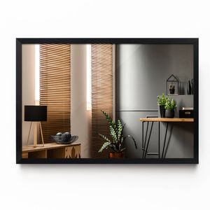 Glas Rechteckig Spiegel - Badezimmerspiegel mit Schwarz MDF Rahmen - 60 cm x 40 cm