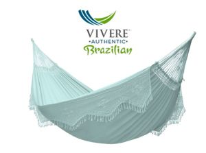 Vivere Doppel Deluxe Baumwolle Hängematte für 2 Personen Typ Brasilien mit Haltegurten Copacabana