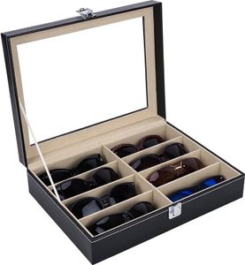 MODFU Brillenbox Brillenkoffer Brillenorganizer für 8 Brillen Aufbewahrung, Schwarz MODFU Brillenbox Brillenkoffer Brillenorganizer für 8 Brillen Aufbewahrung, Schwarz