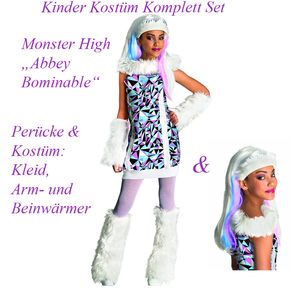 Monster High Abbey Bominable Kostüm & Perücke Kinder # Gr.  L / 140-146 (8-10Jahre)