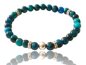 Steinfixx® - Blaues Tigerauge Perlenarmband handgemacht mit 925 Perle und versilberten Zirkoniatrennern - STARKER SCHUTZSTEIN -  für Damen & Herren