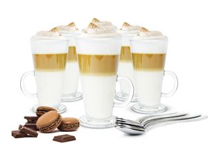 6 Latte Macchiato Gläser 280ml mit Henkel Kaffeegläser Teeglas