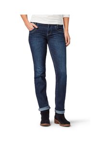 TOM TAILOR Damen Alexa Straight Fit Jeans Five Pocket Style High Stretch Denim Hose dark stone wash deni W32/L32