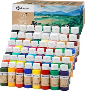 Artecho Acrylfarbe 48 wasserfeste Farben, je 59ml Flaschen mit Klappverschluss, für Papier, Ton, Holz, Steine – zum Reisen, Malen & Freude verschenken Artecho Acrylfarbe 48 wasserfeste Farben, je 59ml Flaschen mit Klappverschluss, für Papier, Ton, Holz, Steine – zum Reisen, Malen & Freude verschenken