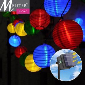 Meisterhome® Solar Lichterkette, 3.6M 20 LED Solar Lampions Außen, Solar Lanterne Lichterkette für Garten, Balkon, Hochzeit, Party Deko (Bunt)