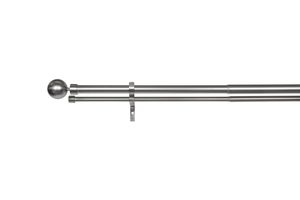 Gardinenstange auf 190-360cm ausziehbar 1-lauf 2-lauf Kugel Farbe: Edelstahl-Optik, Größe: 190-360 cm 2-lauf