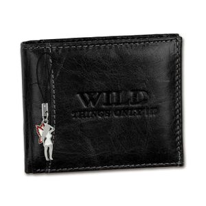 Wild Things Only skórzany portfel z blokadą RFID unisex czarny 11x2x8.5cm D2OPJ102S