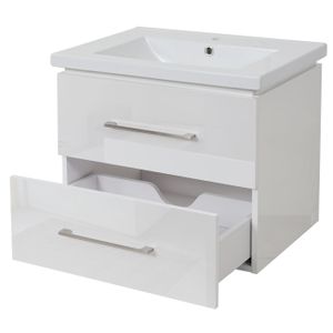 Umyvadlo + toaletní skříňka Premium HWC-D16, umyvadlo Umyvadlo, vysoký lesk 60 cm  bílá