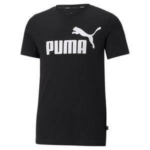 PUMA Jungen T-Shirt - Baumwolle, einfarbig, Logo-Print, Rundhals Schwarz 140