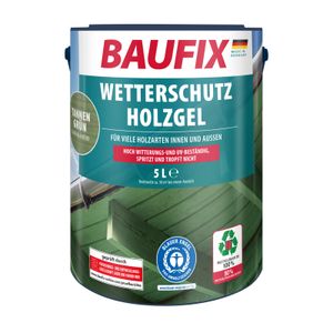 BAUFIX Wetterschutz-Holzgel tannengrün seidenglänzend, 5 Liter, Holzlasur