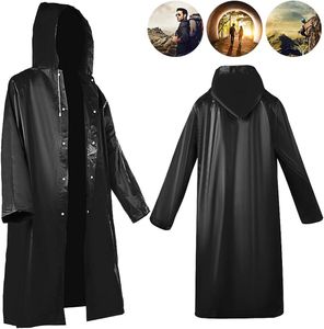 2er-Pack schwarze Regenmäntel, tragbare Ponchos, wasserdichte wie wiederverwendbare EVA-Regenjacke für Männer und Frauen,
