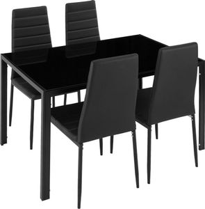 tectake Dining Group Berlin 4+1 - čierna