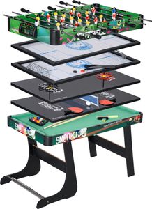HOMCOM 6-in-1 klappbarer Multispieltisch für Kinder ab 7 Jahren, Spieltisch, Billard, Tischfußball, Tischtennis, Wurfkorb, Eishockey, Airhockey, 118 x 104 x 71 cm, mehrfarbig HOMCOM 6-in-1 klappbarer Multispieltisch für Kinder ab 7 Jahren, Spieltisch, Billard, Tischfußball, Tischtennis, Wurfkorb, Eishockey, Airhockey, 118 x 104 x 71 cm, mehrfarbig