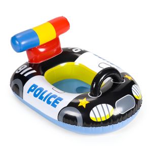 AQUASTIC Aufblasbares Schwimmrad 70 cm Durchmesser für Kinder im Alter von 1-3 Jahren Strapazierfähiges Vinylmaterial, Schwimmbadrad für Kinder bunt Polizeiauto-Motiv ASR-072P