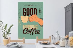 Wandtattoo Wandsticker Wandaufkleber Kaffee - Zitate - Vintage - Guten Morgen! Kaffee 80x120 cm Selbstklebend und Repositionierbar