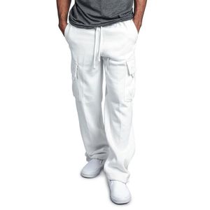 Herren Jogger Hosen Tasche Lässige Lose Workout Jogginghose Sport Taillenhose,Farbe: Weiß,Größe:L