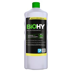 BIOHY KFZ Autoshampoo (1l Flasche) | Konzentrat exzellente Reinigungskraft & Schaumbildung | Schützender Abperleffekt | Erzeugt einen anhaltenden frischen Duft