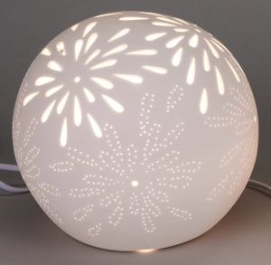 Formano Kugelleuchte 21 cm Aurea-Blume Porzellan weiß Lampe