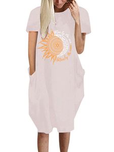 DamenT-Shirt Kleider Sommer T-Shirt Kleid Casual Short Sundress,Farbe:Rosa,Größe:4xl