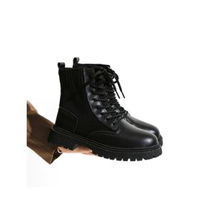 Damen Stiefeletten Kampfstiefel Lace Up Winterschuhe Leichte Booties Lug Sole Chelsea Boot Schwarz,Größe:EU 36.5 Damen Stiefeletten Kampfstiefel Lace Up Winterschuhe Leichte Booties Lug Sole Chelsea Boot Schwarz,Größe:EU 36.5