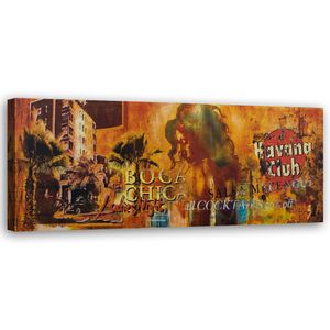 Feeby Leinwandbild auf Vlies Kuba Havanna Club Collage 150x50 Wandbild Bilder Bild
