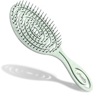 Ninabella Entwirrbürste Ninabella Bio Haarbürste ohne Ziepen für Damen, Herren & Kinder - Entwirrbürste auch für Locken & Lange Haare - Einzigartige Profi Detangler-Bürste mit Spiralfeder - Grün
