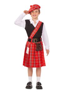 Schotten-Kostüm für Jungen Faschingskostüm rot-schwarz-weiss