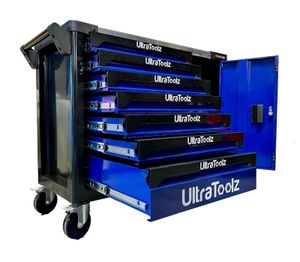 UltraToolz Werkstattwagen Werkzeugwagen 7 Schubladen 6 gefüllt Premium XXL bestückt Einlagen