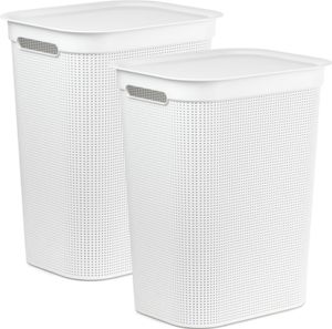 2er Set Wäschesammler 50 l BRISEN, Farbe:Weiß