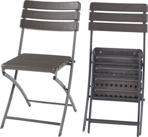 Klappstuhlset ‘Lillestrøm’ 2-tlg. Metallgestell 81 x 58 x 46 cm Holzoptik, Dunkelbraun