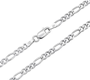 Figarokette 925 Sterling Silber rhodiniert 3,5mm breit Länge wählbar 45 50 55 60 cm Silberkette anlaufgeschützt Halskette Kette Damen Herren (50)