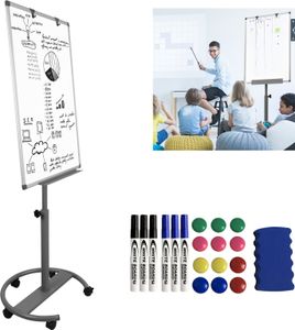 VA-Cerulean Biela tabuľa so stojanom Flipchartová podložka Biela tabuľa Magnetická obojstranná Výškovo nastaviteľný stojan s kolieskami (typ A)