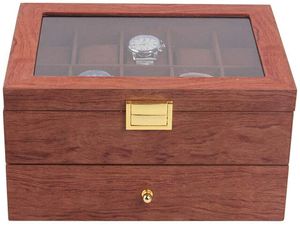 Holz Uhrenbox Uhrenkoffer Schaukasten  20 Slots Uhrenschatulle   Aufbewahrungsbox  Schubladenetui  Holzlager  Sammeln Schrank Organizer  mit Schubladen