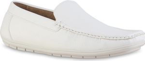 VAN HILL Herren Mokassins Slippers Bequeme Profil-Sohle Schuhe 841613, Farbe: Weiß, Größe: 45