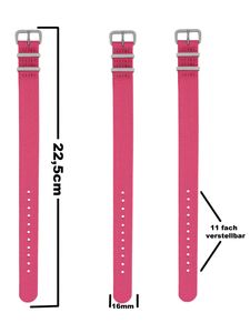 Pacific Time Uhrenarmband Wechselarmband Durchzugsband Textil Nylon 16mm rosa 10002