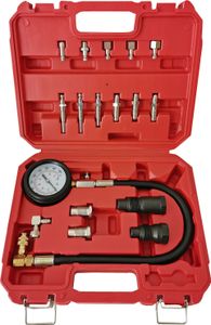 Wiltec meradlo kompresie 0-70 bar pre dieselové motory osobných/nákladných automobilov Tester kompresie 21-dielna sada v kufríku Tester kompresie Meracie zariadenie