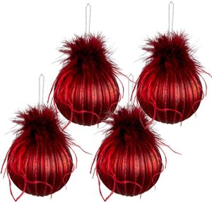 Clayre & Eef Weihnachtskugel 4er Set Ø 8 cm Rot Glas