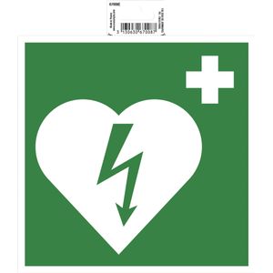 Exacompta 67008E Hinweisschild, Defibrillator, PVC, selbstklebend und rutschfest, 20x20 cm - Grün