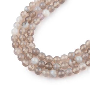 Perlen aus Mineral Grau Achat gestreift 4mm - 45 Stück