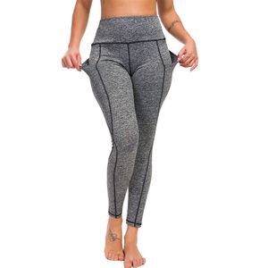 Damen Hip Lift Stretch Yogahose Hohe Taille Workout Sporthose Jogginghose,Farbe:Hanfgrau,Größe:Xl