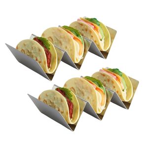 CANDeal 2 Solide Burrito-Racks, Sicheres Taco-Rack aus Edelstahl, für bis zu 3 Taco-Geschirrspüler und Ofen und Grill für den Restaurant- und Heimgebrauch