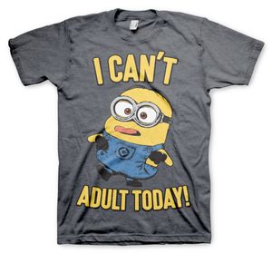 Minions - I Can't Adult Today T-Shirt - Large - Dark-Heather