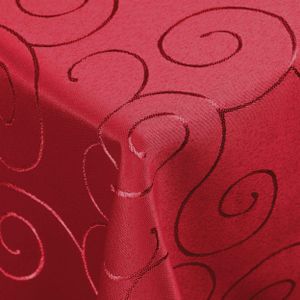 DecoHomeTextil Kringel Circle Tafeldecke Ornamente Damast Tischdecke Dunkelrot Eckig 160 x 160 cm