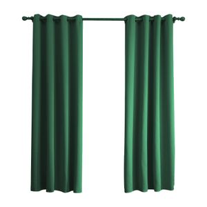 Topchances Záclona Sada 2 neprůhledných zatemňovacích záclon Obývací pokoj Ložnice Eyelet Záclony Tepelná záclona, 275*132cm, zelená