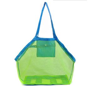 Strandtasche Strandspielzeug Tasche XXL Groß für Sandspielzeug Wasserspielzeug für Kinder Aufräumsack Spielsack Badetasche Beachbag Faltbar (Blau Mesh)