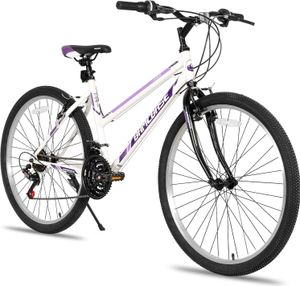 HILAND  Frauen Mountainbike, 24 Zoll 21 Geschwindigkeits Hybrid Pendler Fahrrad für Erwachsene, Sport Hardtail Trail MTB