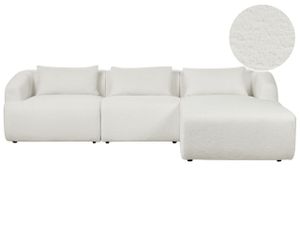 BELIANI Ecksofa Cremeweiß Bouclé L-förmig 3-Sitzer Sofa mit Chaiselongue Linksseitig Wohnzimmermöbel Modern Wohnzimmer Ausstattung Wohnecke Sitzecke