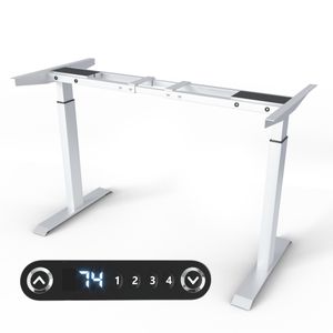 Výškovo nastaviteľný stolový rám - stolový rám - kancelársky stolový rám s dvojmotorovým elektrickým nastavením výšky s dotykovou obrazovkou a pamäťovou funkciou rámu - biely