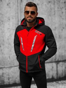 Ozonee Softshell-Jacke für Männer Oklahoma schwarz rot XL