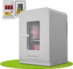 Juskys 2in1 Mini Kühlschrank 15 Liter in Weiß mit Kühl- und Heizfunktion, 12V und 230V